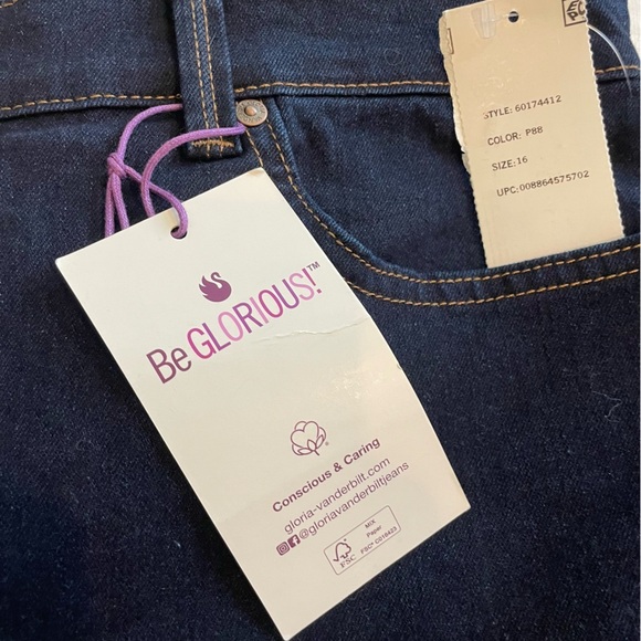 NWT Gloria Vanderbilt Amanda Blue Jeans Sliming Rinse Nior Plus Size 16 Women’s - Picture 3 of 11